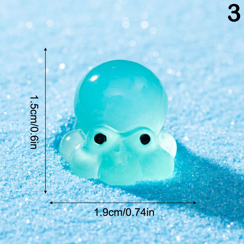 Миниатюрный светящийся смоляной кит, светящийся в темноте, миниатюрное украшение, крошечный осьминог для аквариума, садовые аксессуары для кукольного домика